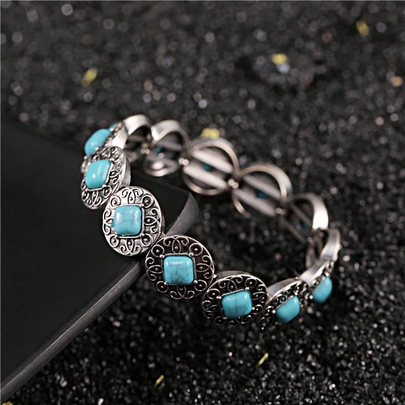 Turquoise vintage ethnic style light-weight bracelet
