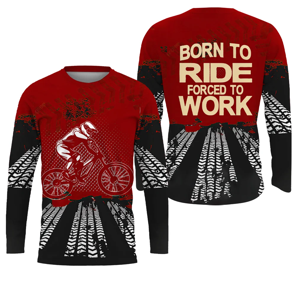 Born To Ride Forced To Work Full Printed Long Sleeve T-shirt - Devcarry