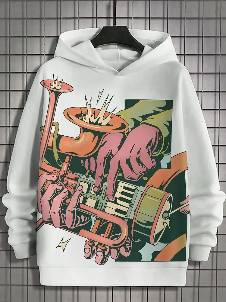 Men's Jazz Music Performance Print Casual Hoodie