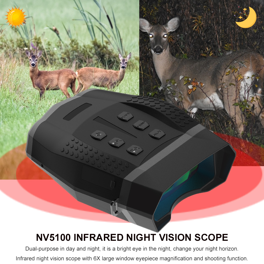 BekinTek Night Vision Binoculars Infrared Goggles Optics Telescope 600m Full Dark Observing Distance 6x Eyepiece Magnification 4x Digital Zoom 7x Grade IR Adjustment 1080P Video 3M Photo HD Screen with 130M Starlight Sensor 9