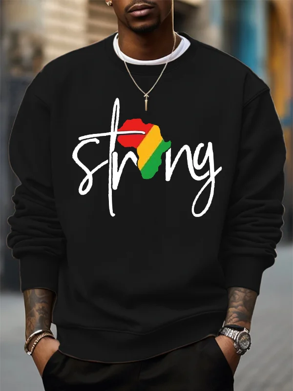 Men's African Map Strong Print Cotton Casual Sweatshirt