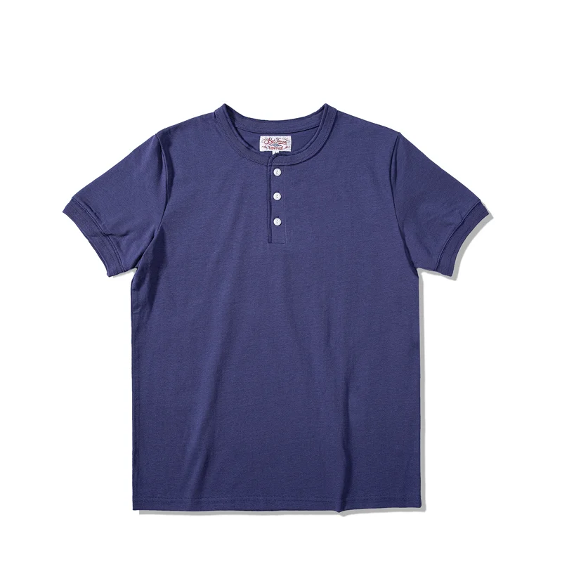 Cotton Henley Collar Short Sleeve Casual T-Shirt