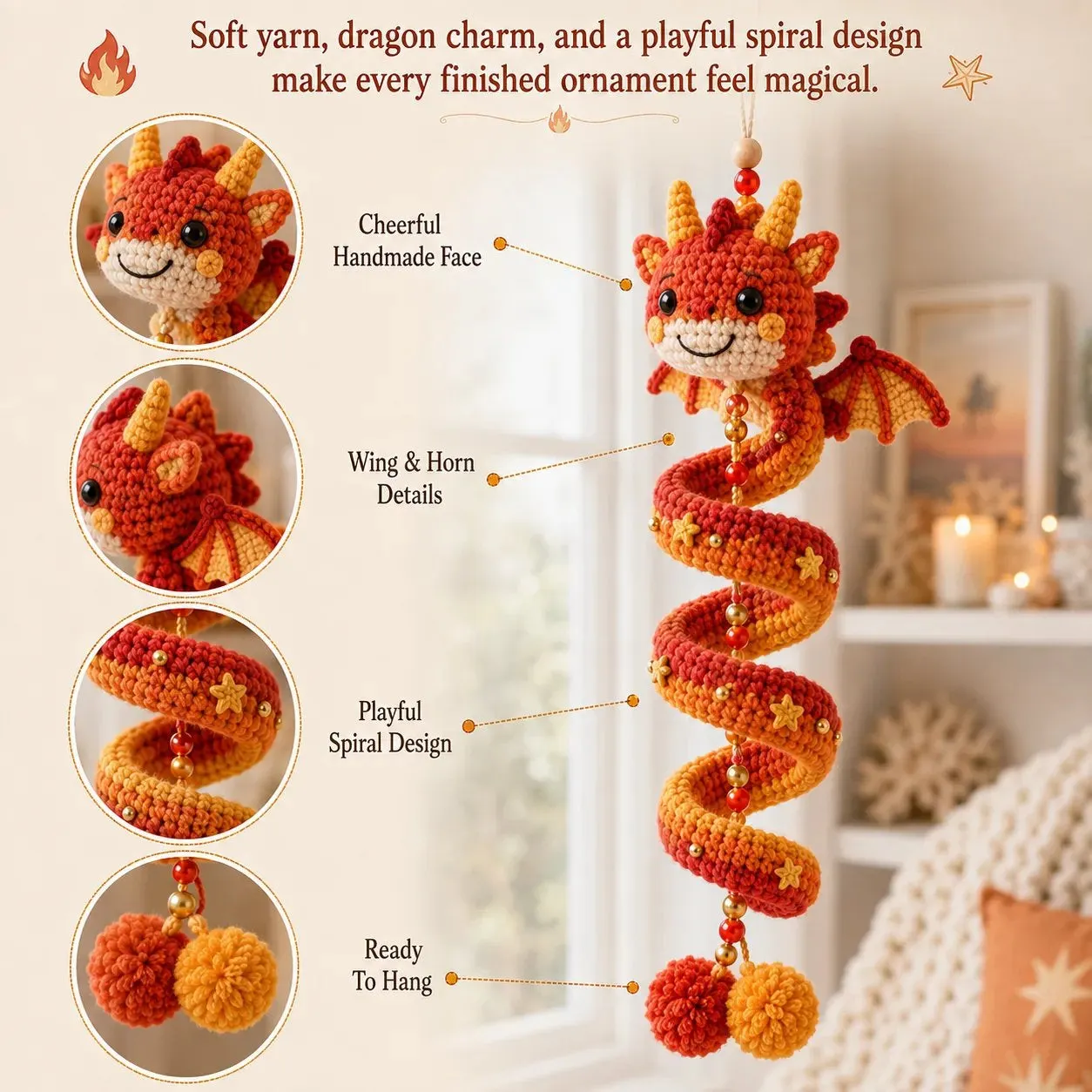 🐉This season's hot-selling hit 🐉 — a beginner-friendly DIY "Magic Dragon" spiral hanging decoration kit 💕