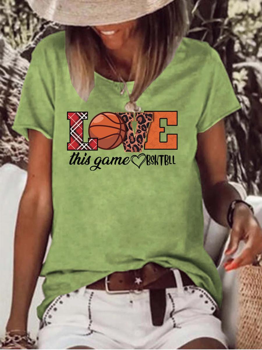 HG Love This Game Basketball Leopard Raw Hem Tee-Guru-buzz