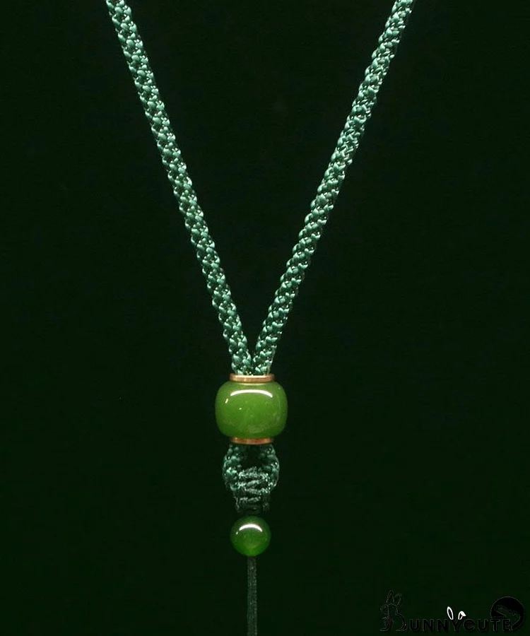 Simple Light Green Hand Knitting Jade Pendant Necklace