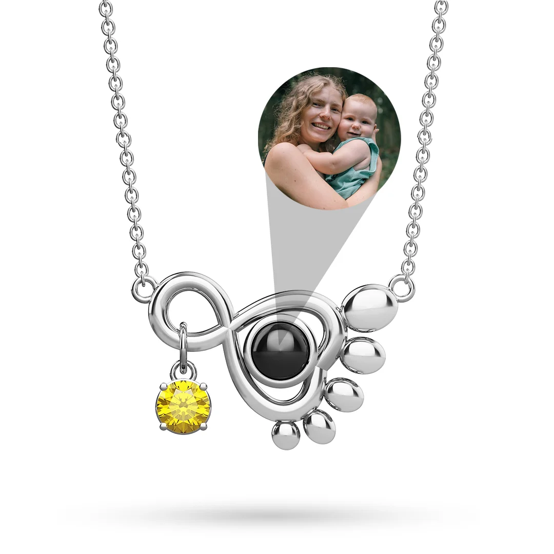 Vangogifts Memory Baby's Feet Charms Necklace with Birthstone for Grandmother Mother Wife Daughter Son