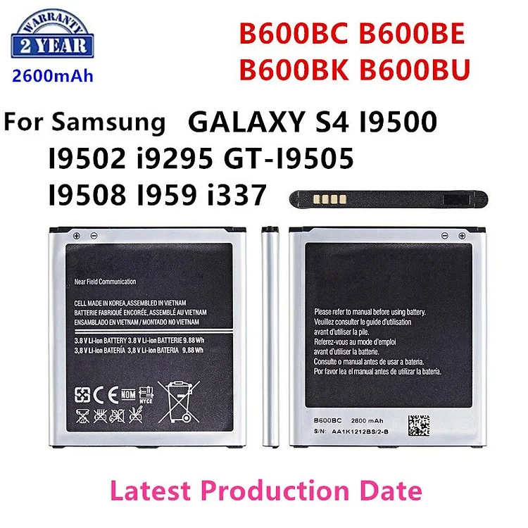 Brand New B600BC B600BE B600BK B600BU 2600mAh Battery For Samsung GALAXY S4 I9500 I9502 i9295 GT-I9505 I9508 I959 i337 NFC