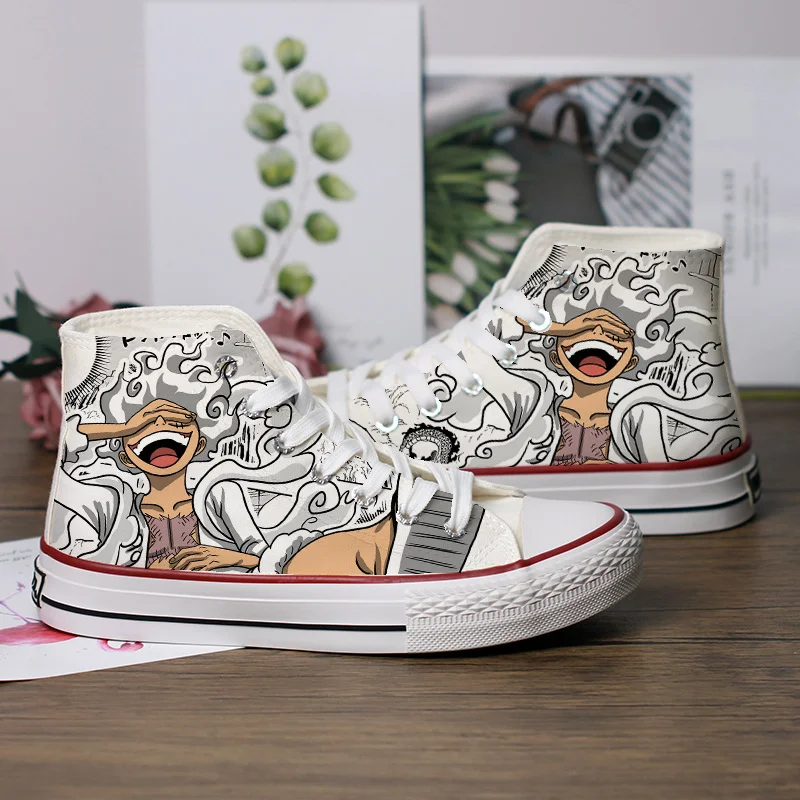 Anime Cartoon Gear 5 Luffy High Top Casual Canvas Shoes