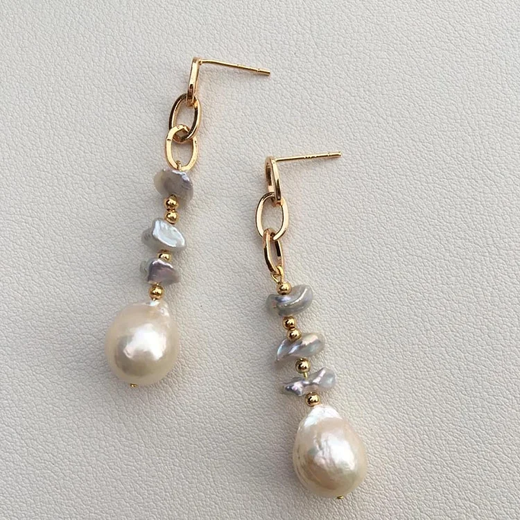 Special Shaped Pearls Beaded Earrings Handmade Jewelry