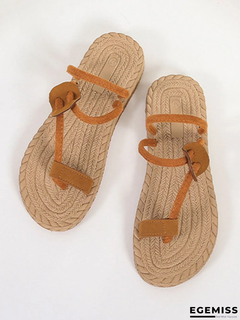 Vintage Casual Woven Sole Faux Suede Thong Sandals | EGEMISS