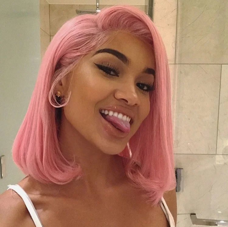 150% Pink Human Hair Transparent Lace Front Bob Wig
