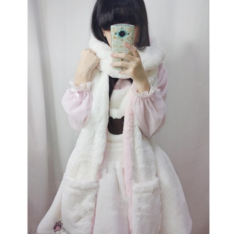 White Cutie Bunny Ear Scarf/Suspender Dress SP154567R