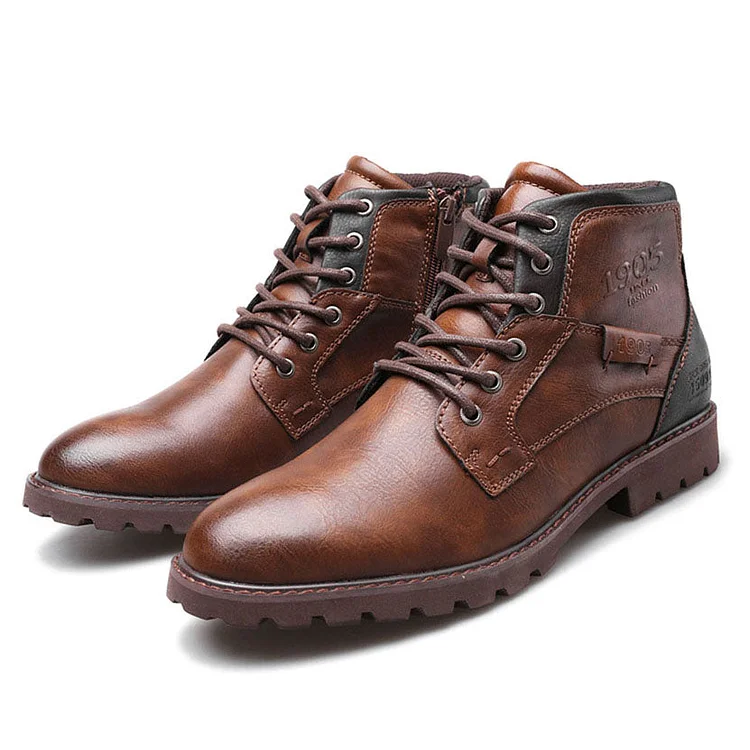 Retro men's boots plus size zipper short boots