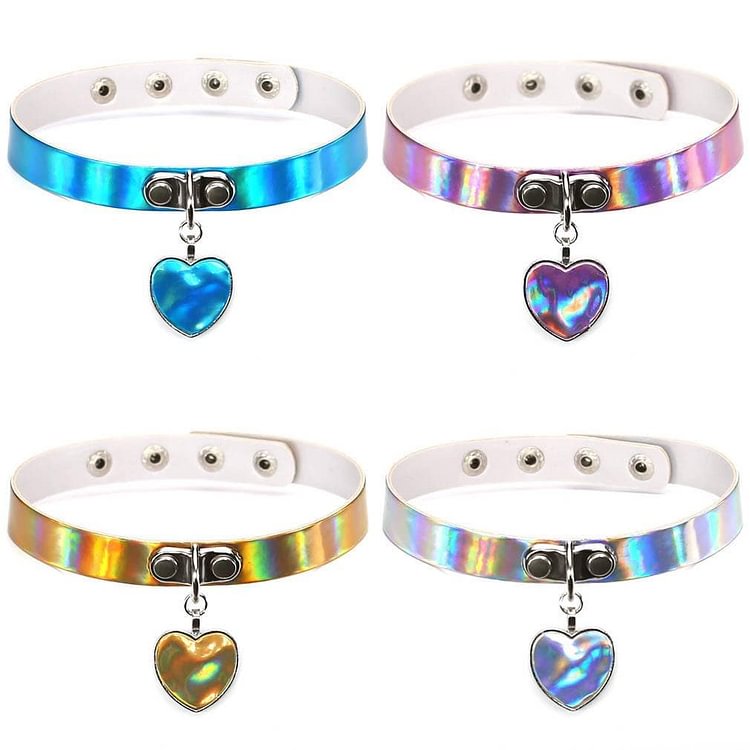 4 Colors Sweet Heart Hologram Choker SP13698