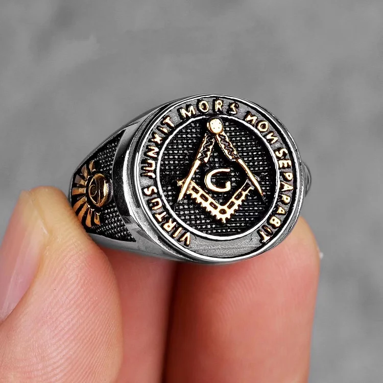 Vintage Masonic Stainless Steel Ring