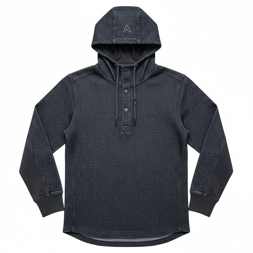 thesupersurf Aerotek Denim Hooded Henley Sweatshirt