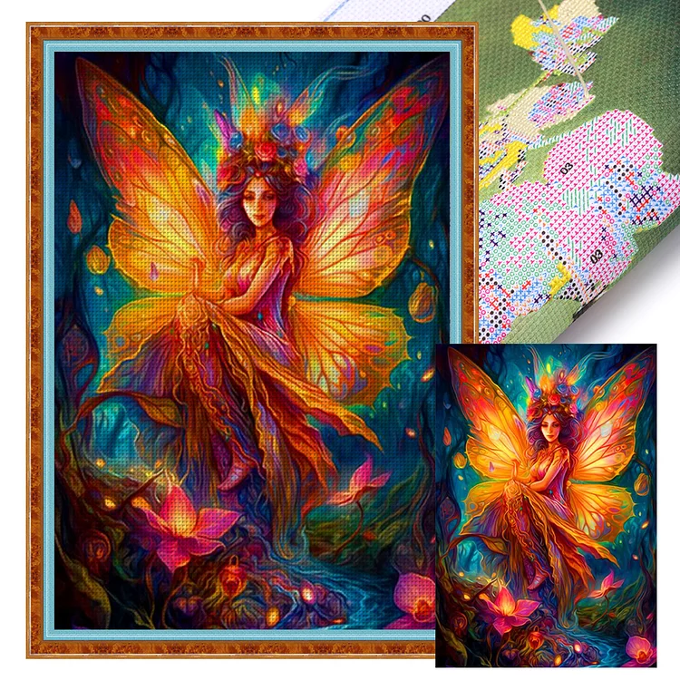 【Huacan Brand】Butterfly Queen Deep In The Forest 11CT Stamped Cross Stitch 50*70CM