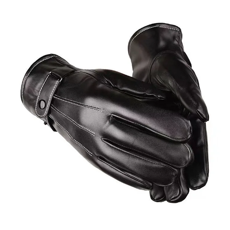 Comstylish Men's Thickened PU Leather Gloves