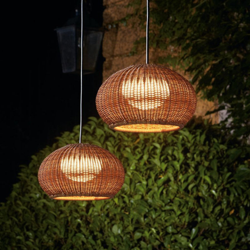Rattan Waterproof Pendant Light For Courtyard