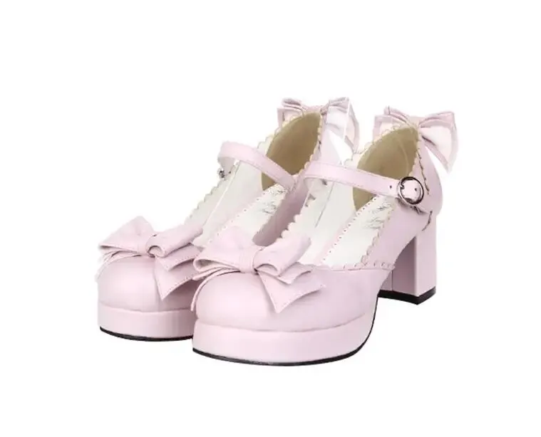 VCshoes Woman Mori Girl Lolita Cosplay Shoes Lady High Heels Pumps Women Princess Dress Party Shoes 6cm Bowtie