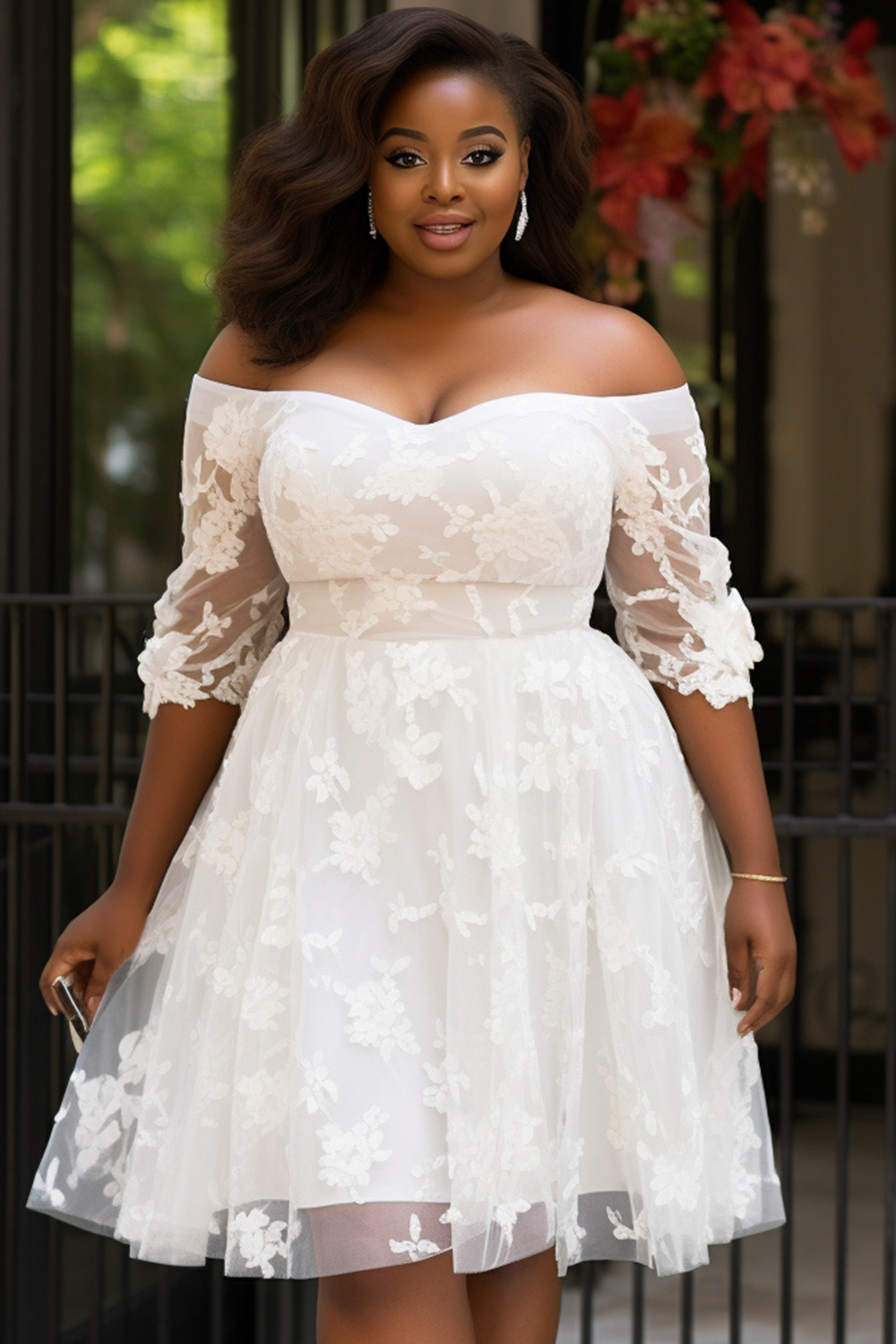 Cute Short White Lace Round Neck Half Sleeve See Through Tulle Wedding Dresses, WD0145 main image 0