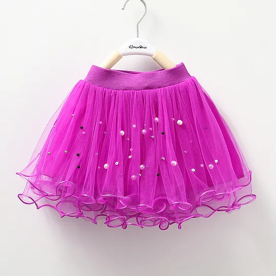 【12M-9Y】Girls Mesh Beaded Puffy Skirt