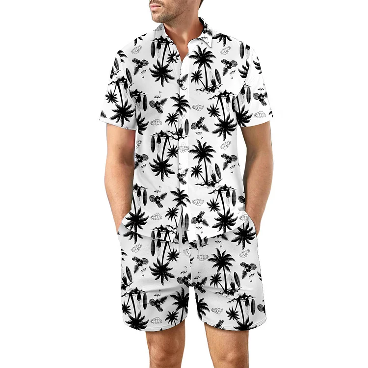 Men's Clothing size men's casual loose shirt suit Hawaiian seaside 3D printing beach fashion two-piece set_ ecoleips_old