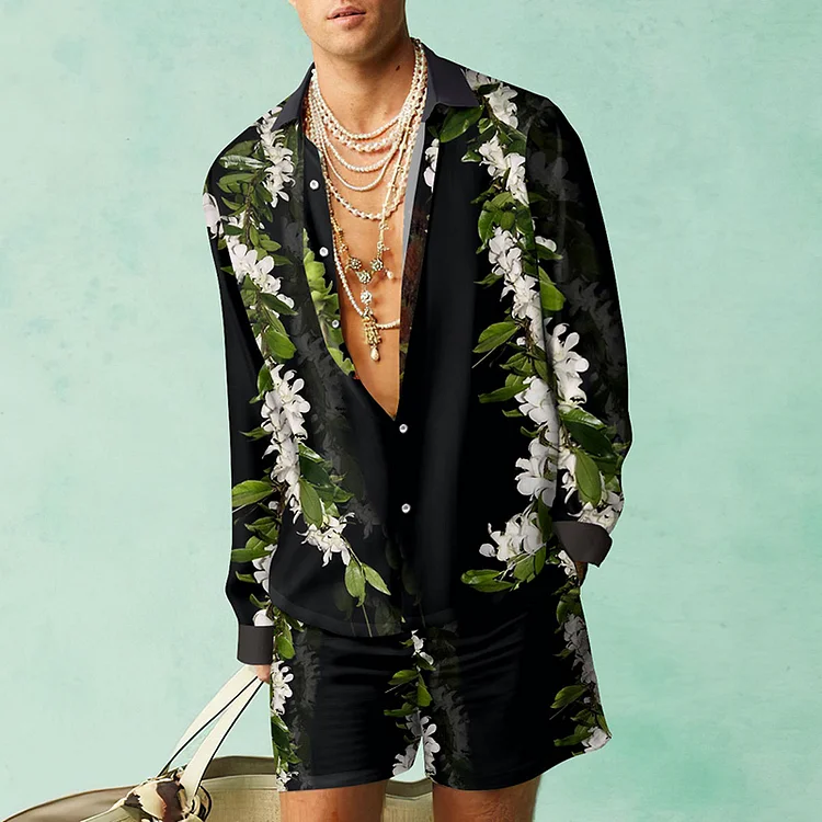 BrosWear Spring Flower Holiday Print Shirt And Shorts Co-Ord
