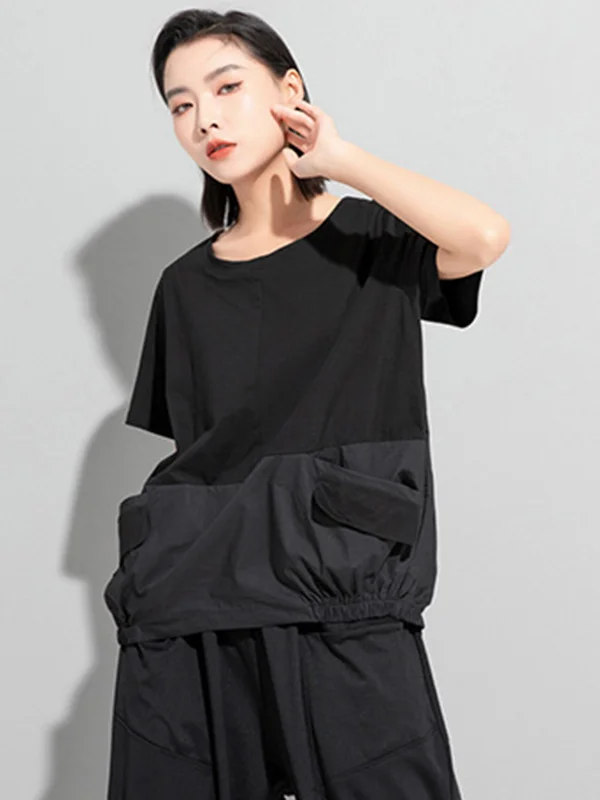 Original Split-Joint Round-Neck T-Shirts Tops