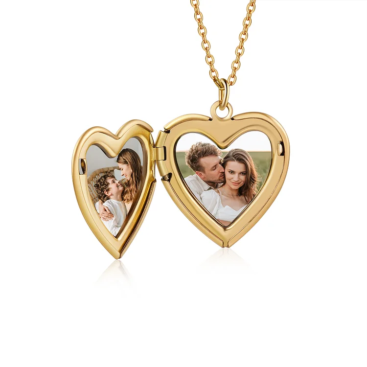 Personalized Heart Photo Necklace Folding Vintage Locket Necklace Gift for Mother