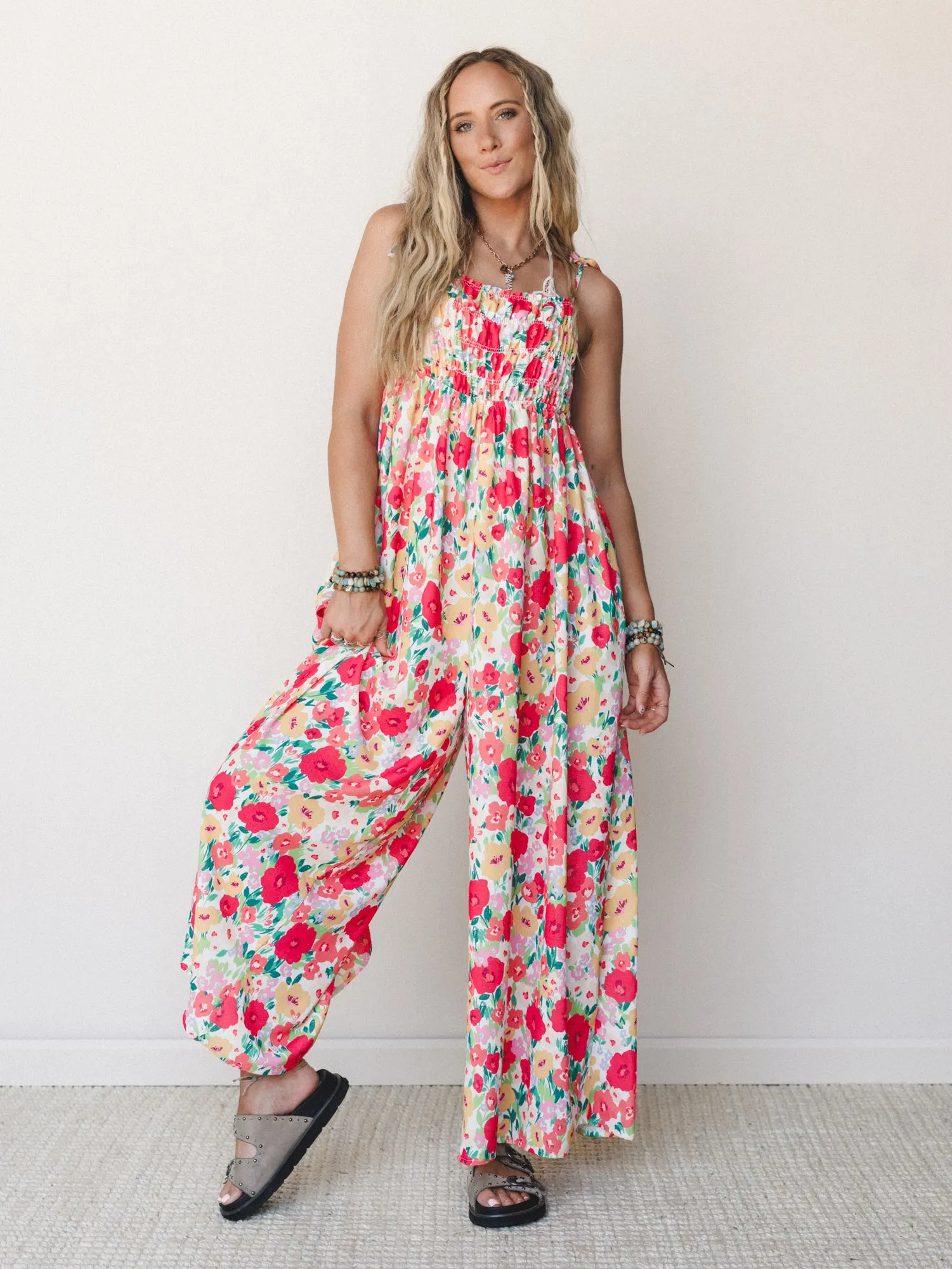 The Nest Bohemian Grace Jumpsuit - Red Floral