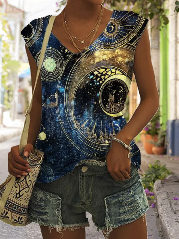 Mystical Galaxy V Neck Tank Top