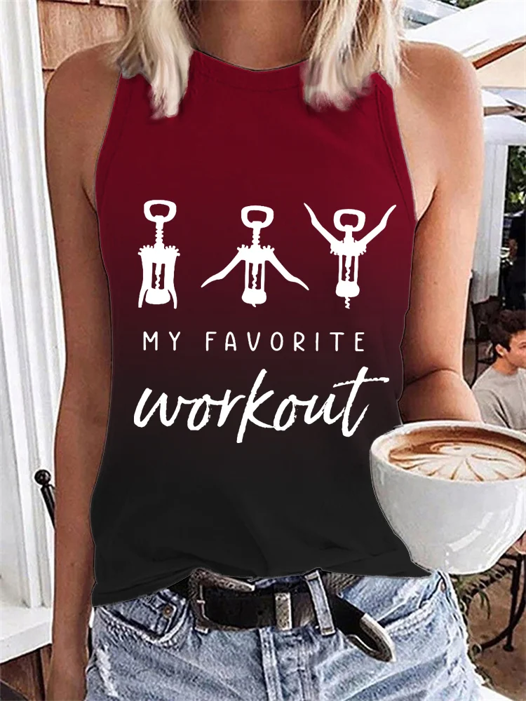 My Favorite Workout Wine Lover Gradient Tank Top