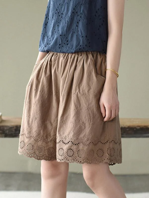 Artistic Retro Hollow Embroidered Shorts