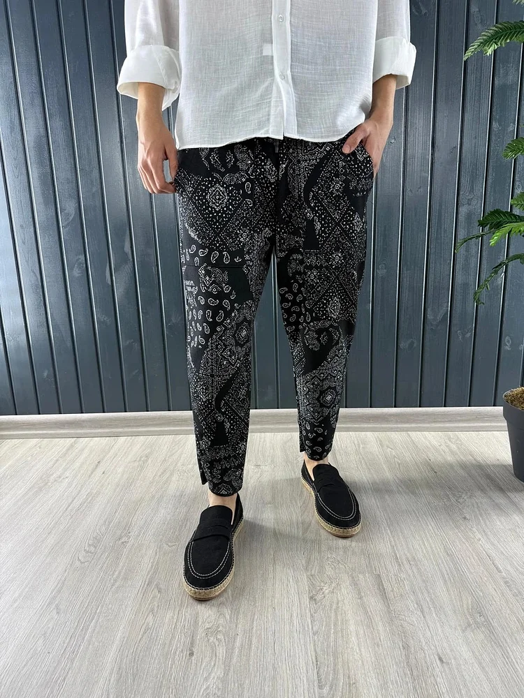 Printed Calf Nine Points Men's Pants