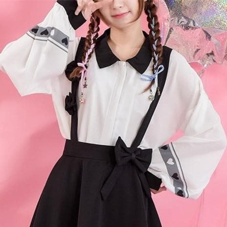 White Sweet Heart Chiffon Blouse SP1811977