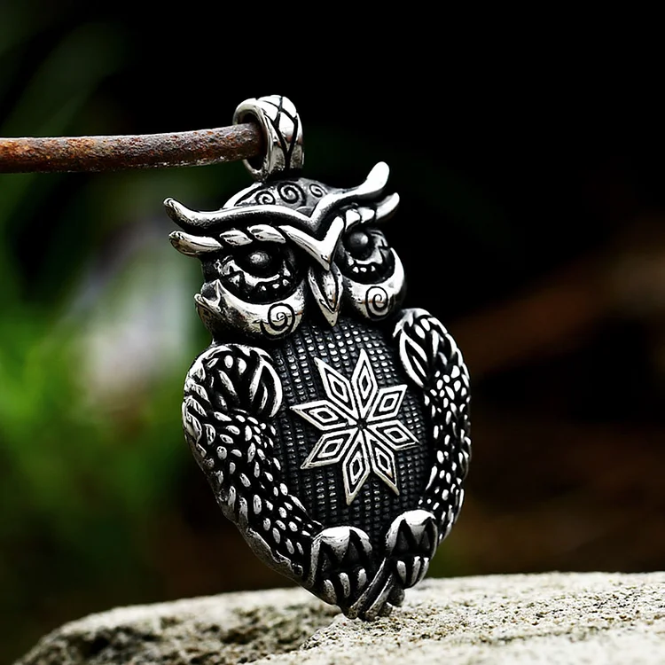 Vintage Owl Stainless Steel Necklace