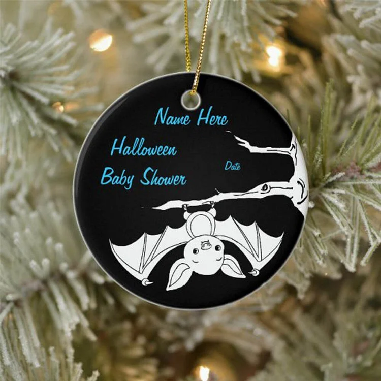 Personalized Halloween Little Bat Ornament Custom Name and Date Home Decor