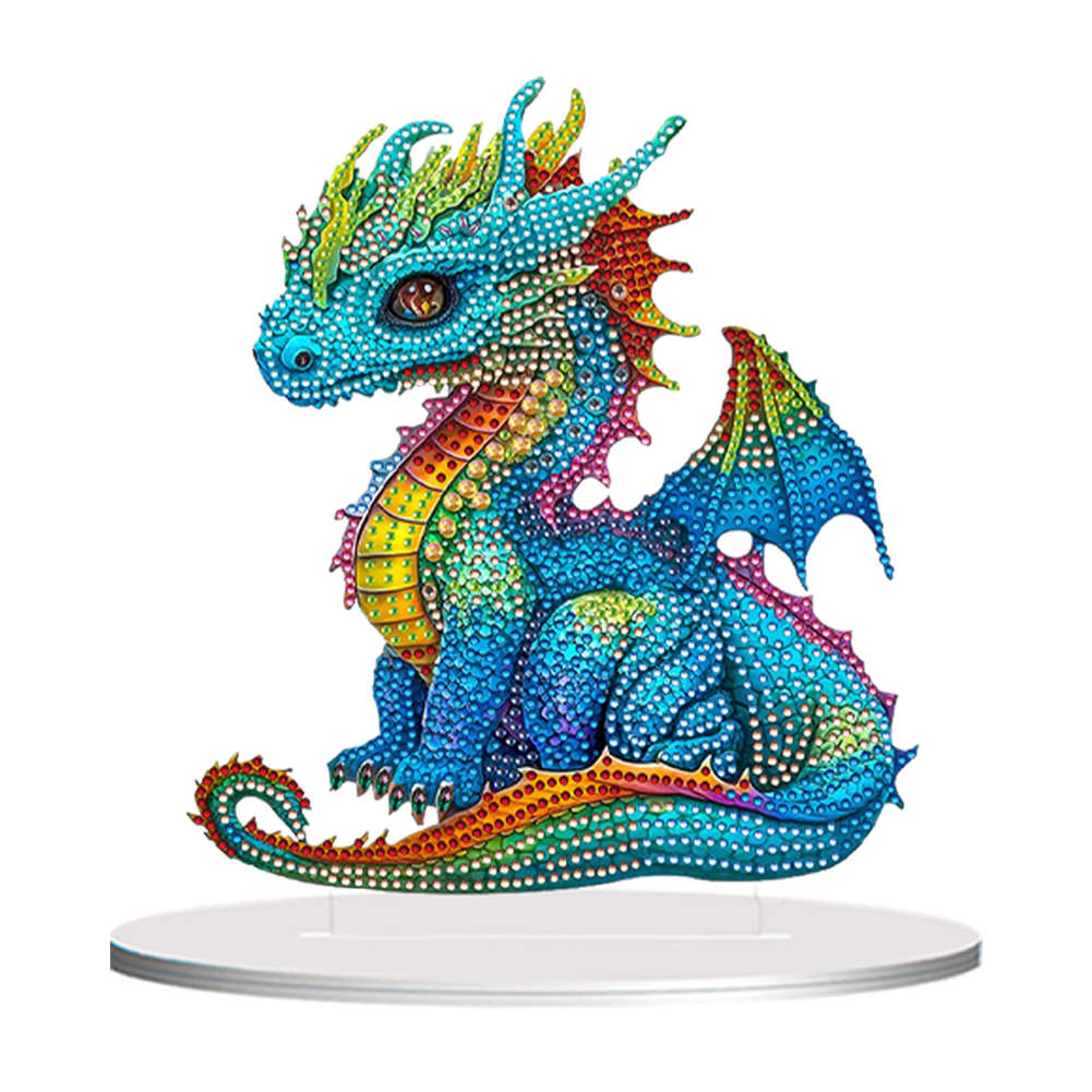 DIY Colorful Dragon Diamond Painting Acrylic Desktop Ornament