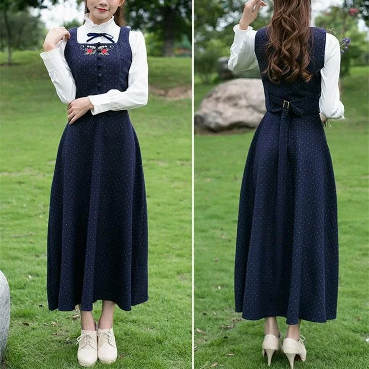 Retro Floral Lace Blouse/Waistcoat/Skirt SP1812100