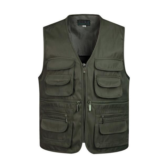 Men Multi-Pocket Classic Waistcoat Male Sleeveless Unloading Solid Coat Work Vest Tactical Masculino Jacket