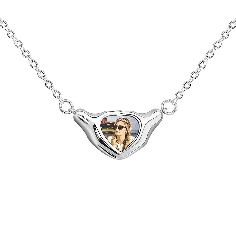 Custom Color Printing Photo Heart Necklace