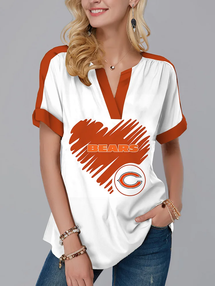 Chicago Bears  Fashion Short Sleeve V-Neck Shirt