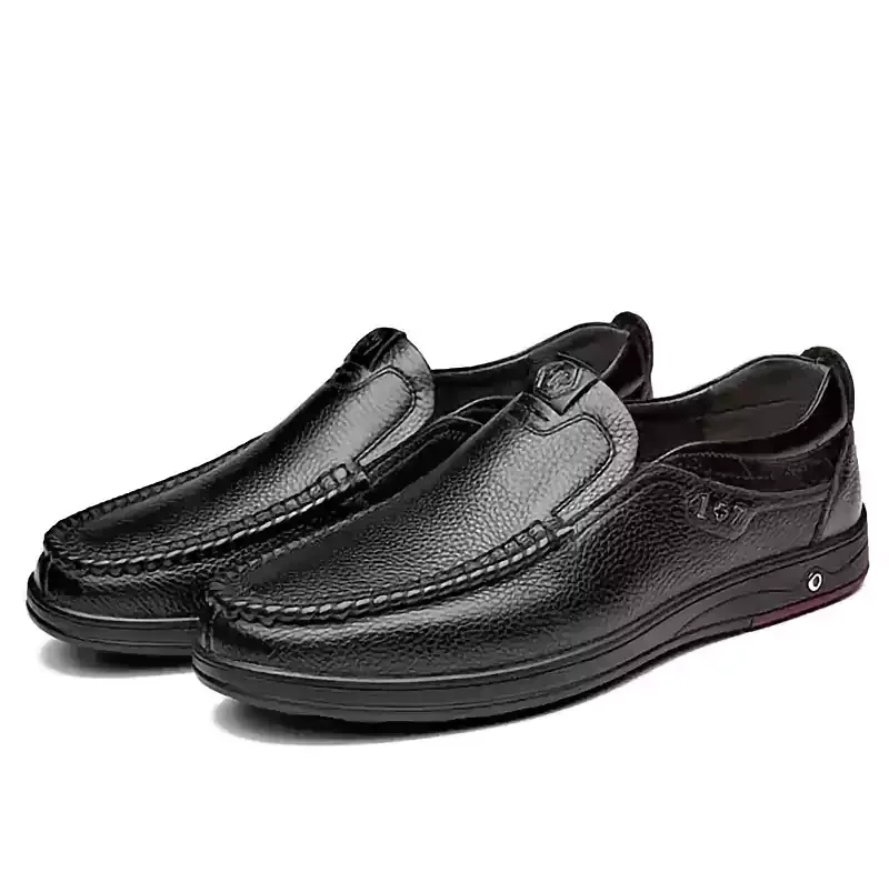 Letclo™ Mens Genuine Leather Soft Insole Casual Business Slip On Loafers (With Plush) letclo Letclo
