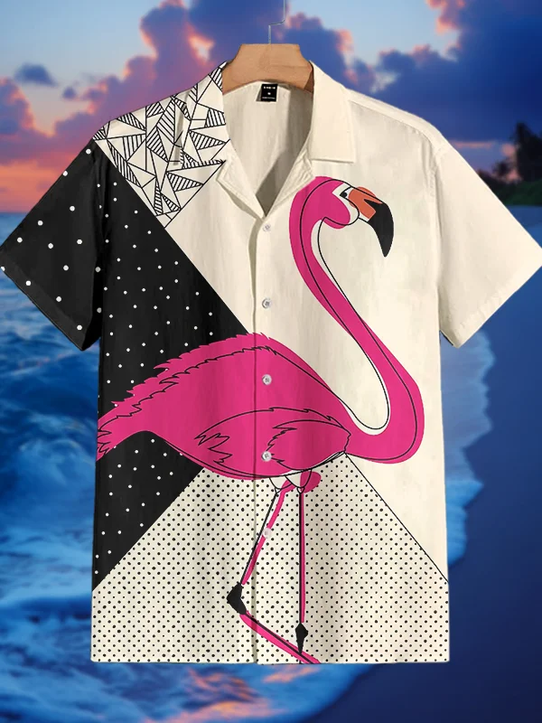 Men's Flamingo Geometric Art Print Shirt