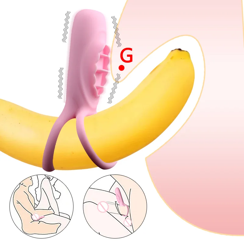 Penis Ring with Tongue Vibrator Clitoris Testis Licking Stimulate