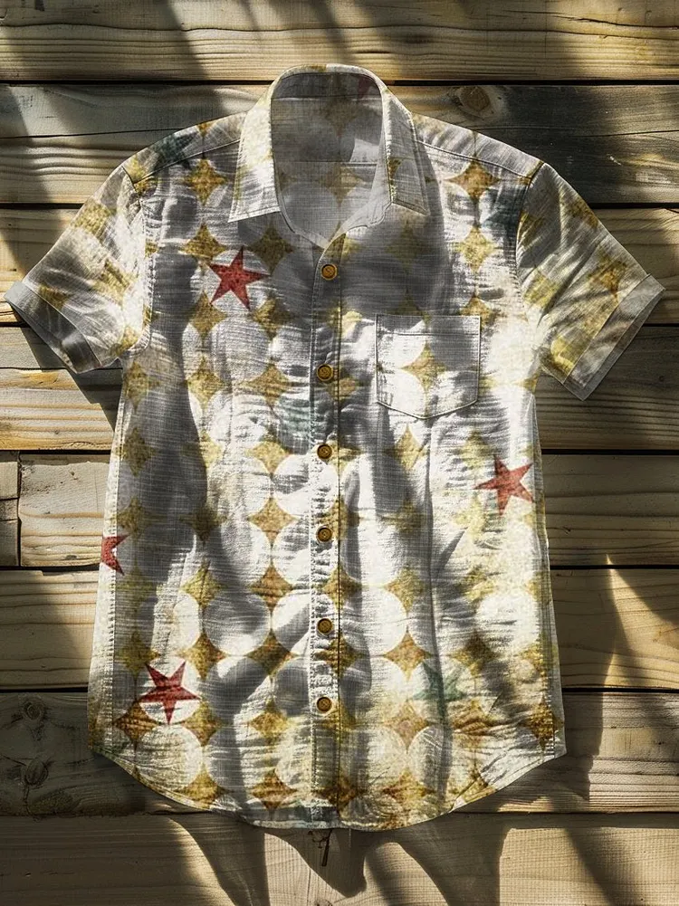 Geometry Minimalist Art Vintage Print Casual 100% Cotton Shirt