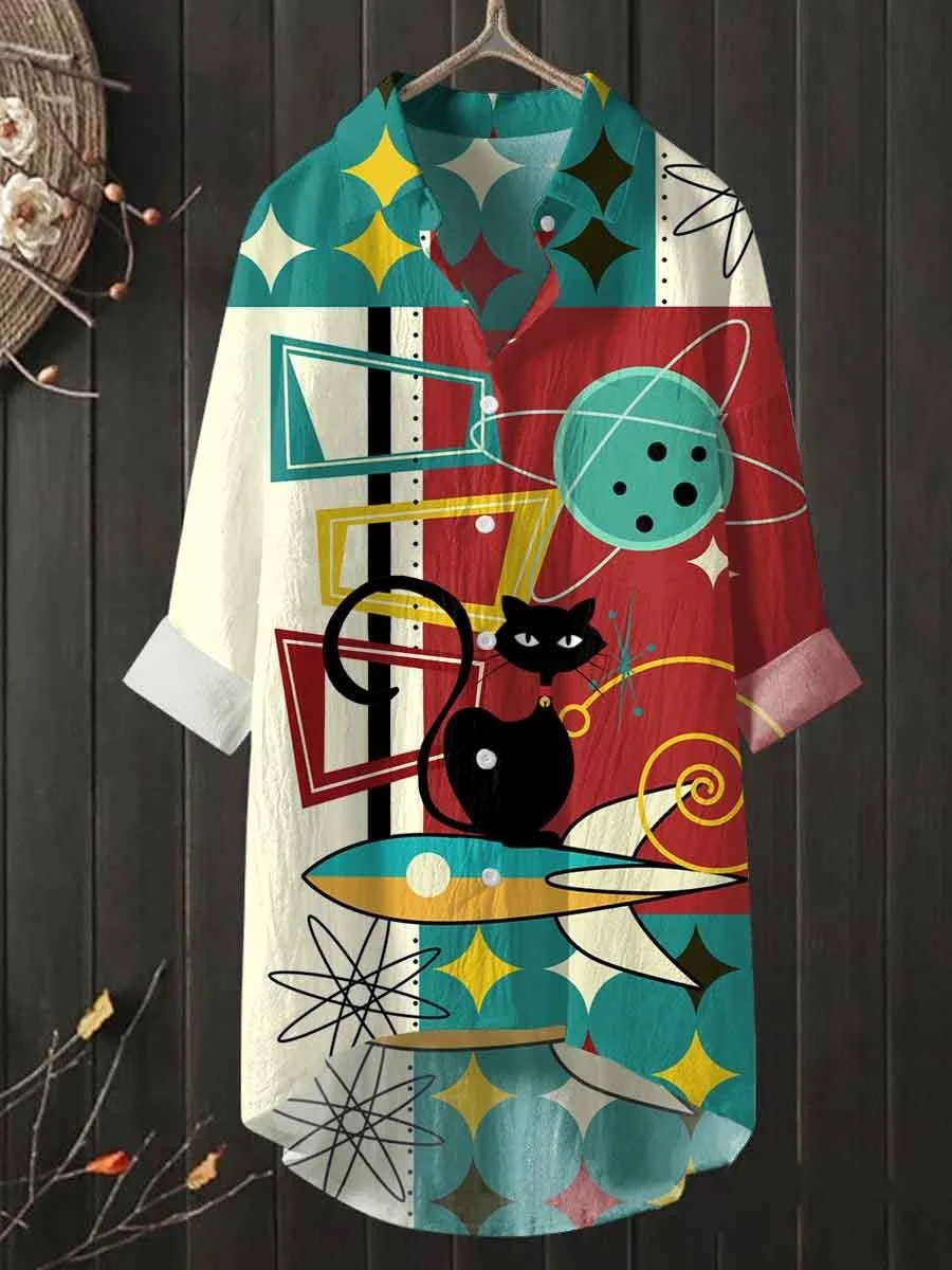 Women's Cat Art Long Shirt
