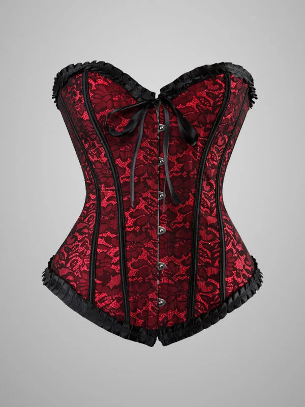Trendy Buttoned Lace Paneled Girdle Corset