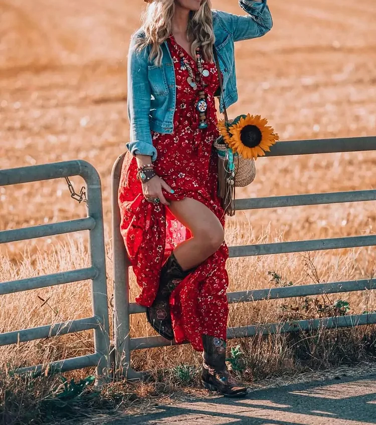 Sunflowers And That Fabulous Red Dress